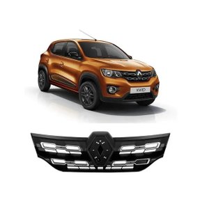 Grade Dianteira Radiador Kwid 2017 a 2022 Preta Com Friso Cromado Externa Sem Emblema
