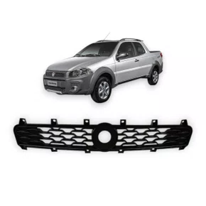 Grade Dianteira Radiador Strada 2014 a 2020 Preta Externa Sem Emblema