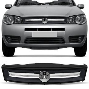 Grade Dinteiro Radiador Palio Siena 2010 a 2016 Preta Com Aplique Cromado