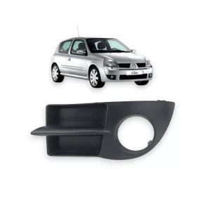 Grade Milha Parachoque Dianteiro Clio 2005 a 2012 Com Furo Preto Esquerdo