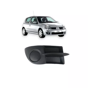 Grade Milha Parachoque Dianteiro Clio 2005 a 2012 Sem Furo Preto Direito