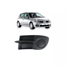 Grade Milha Parachoque Dianteiro Clio 2005 a 2012 Sem Furo Preto Esquerdo