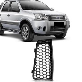 Grade Milha Parachoque Dianteiro Ecosport 2008 a 2012 Sem Furo Preto Direito Caroneiro