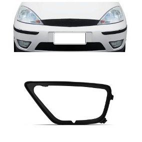 Grade Milha Parachoque Dianteiro Focus 2004 a 2008 Com Furo Preto Esquerdo