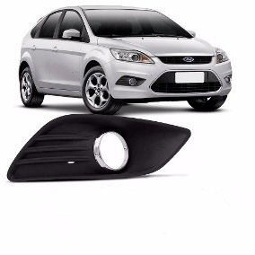 Grade Milha Parachoque Dianteiro Focus 2008 a 2012 Com Furo Preto Arco Cromado Direito