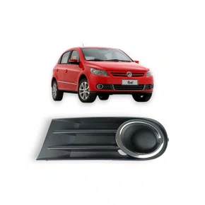 Grade Milha Parachoque Dianteiro Gol Saveiro Voyage G5 2008 a 2013 Sem Furo Arco Cromado Esquerdo