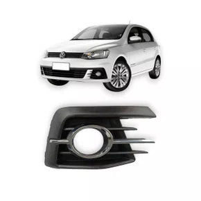 Grade Milha Parachoque Dianteiro Gol Voyage G7 2016 a 2018 Com Furo e Friso Cromado Preto Lado Direito Passageiro