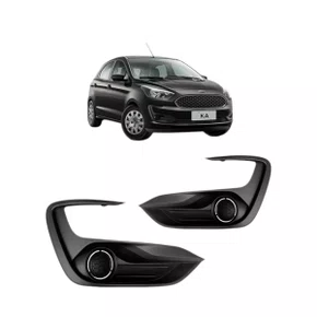 Grade Milha Parachoque Dianteiro Ka 2019 a 2022 Preta Sem Furo Preto Esquerdo
