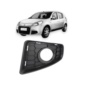 Grade Milha Parachoque Dianteiro Sandero 2011 a 2014 Com Furo Lado Esquerdo Motorista