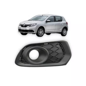Grade Milha Parachoque Dianteiro Sandero 2015 a 2019 Com Furo Lado Direito Passageiro Preto