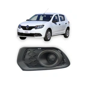 Grade Milha Parachoque Dianteiro Sandero 2015 a 2019 Sem Furo Lado Esquerdo Motorista Preto