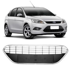 Grade Parachoque Dianteiro Central Focus 2009 a 2013 Preta Com Friso Cromado 