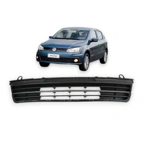 Grade Parachoque Dianteiro Central Gol Voyage G7 2016 a 2019 Preto Com Friso Cromado