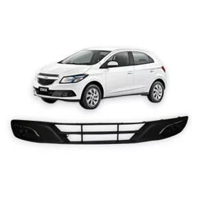 Grade Parachoque Dianteiro Central Inferior Onix 2012 a 2016 Prisma 2013 a 2016 Preta Friso Cromado Sem Furo Farol Milha