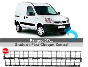 Grade Parachoque Dianteiro Central Kangoo 2007 a 2012 Preto