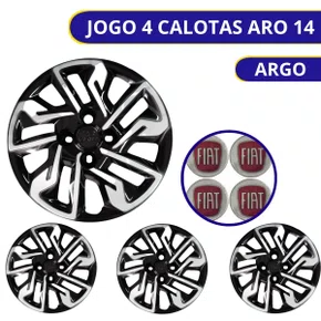 Jogo Calota Aro 14 Argo 2017 Até 2020 Prata e Preto 