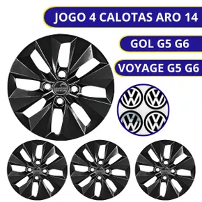 Jogo Calota Aro 14 Gol G6 2013 a 2016 Preto Cubo Baixo