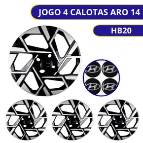 Jogo Calota Aro 14 HB20 Hatch Sedan Após 2024 Preto Prata 