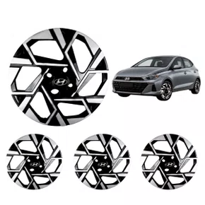Jogo Calota Aro 14 HB20 Hatch Sedan Após 2024 Preto Prata 