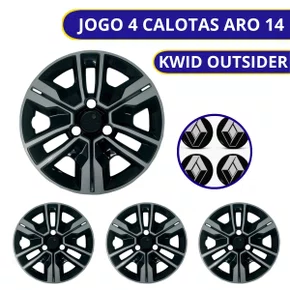 Jogo Calota Aro 14 Kwid 2023 Preta Prata