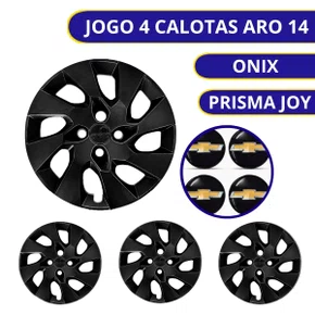 Jogo Calota Aro 14 Onix Prisma 2014 Ate 2016 Preto Brilho