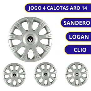 Jogo Calota Aro 14 Renault Sandero Logan Clio 2009 Até 2014