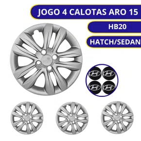 Jogo Calota Aro 15 HB20 Hatch Sedan 2012 Até 2016 Prata