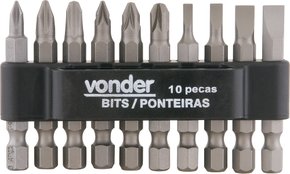 Jogo De Bits Ponteira Crv Com 10 Peças Encaixe 1/4" VONDER