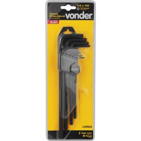 Jogo De Chave Hexalobular 9 Peças t10 A t50 Longa Crv VONDER