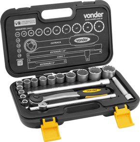 Jogo De Soquete Encaixe 1/2"  10mm A 32mm Com 18 Peças VONDER