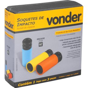 Jogo De Soquete Impacto Para Roda Liga Leve Com 3 Peças VONDER