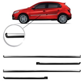 Jogo Friso Lateral Gol Voyage G5 2009 a 2012 4 Portas Preto e Cromado 