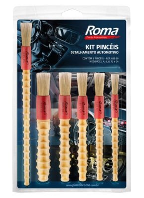 Kit 6 Pincéis Detalhamento Linha Profissional ROMA