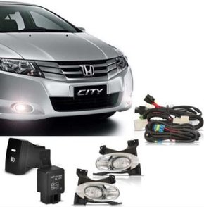 Kit Farol Auxiliar Milha City 2009 a 2011 Com Moldura Cromada Kit Completo