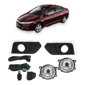 Kit Farol Auxiliar Milha City 2018 2019  Com Grades Moldura Cromado Botão Modelo Original