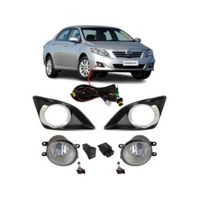 Kit Farol Auxiliar Milha Corolla 2008 a 2011 Com Grade Kit Completo