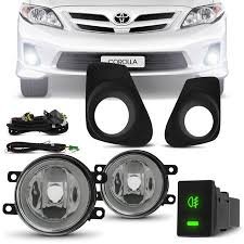 Kit Farol Auxiliar Milha Corolla 2012 2013 Com Moldura Preta Botão Modelo Original 