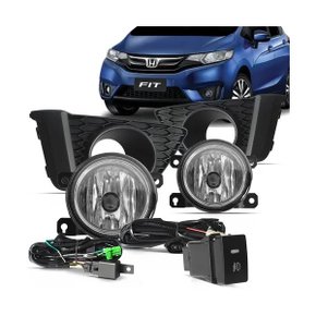 Kit Farol Auxiliar Milha Fit 2015 a 2017 Com Molduras Botão Modelo Original 