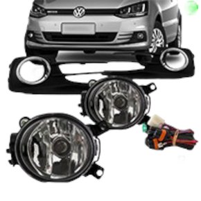 Kit Farol Auxiliar Milha Fox 2015 a 2017 Com Molduras Preta Com Aro Cromado   
