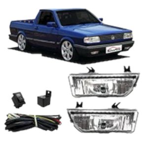 Kit Farol Auxiliar Milha Gol Parati Saveiro G1 Quadrado 1988 a 1995 Botão Universal 
