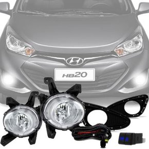 Kit Farol Auxiliar Milha HB20 HB20S 2012 a 2016 Com Grade Kit Completo