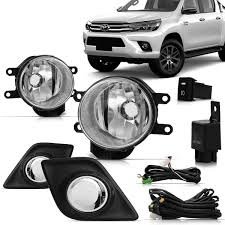 Kit Farol Auxiliar Milha Hilux 2016 a 2019 Com Moldura Cromada 