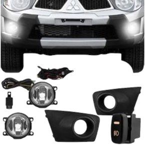 Kit Farol Auxiliar Milha L200 Triton 2011 a 2013 Com Grade Kit Completo