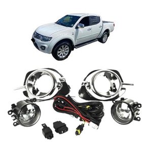 Kit Farol Auxiliar Milha L200 Triton 2014 a 2020 Com Grades Moldura Cromado Botão Modelo Original 