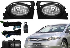 Kit Farol Auxiliar Milha New Civic 2006 a 2009 Kit Completo