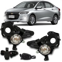 Kit Farol Auxiliar Milha Onix Plus Hatch 2020 a 2022 Com Molduras Botão Modelo Original    