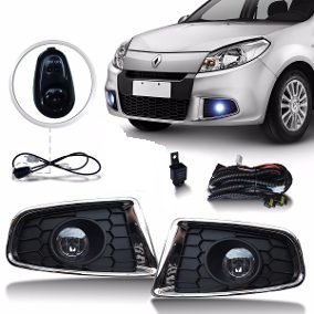 Kit Farol Auxiliar Milha Sandero 2012 a 2014 Com Grade Kit Completo