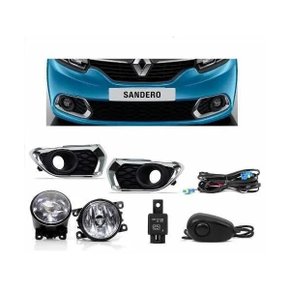 Kit Farol Auxiliar Milha Sandero 2015 a 2020 Com Grade Kit Completo