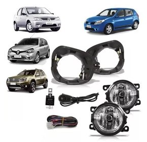 Kit Farol Auxiliar Milha Sandero Clio Duster Logan 2007 a 2016 Kit Completo