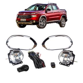 Kit Farol Auxiliar Milha Toro 2016 a 202 Com Aro Cromado Com  Botão Modelo Original   